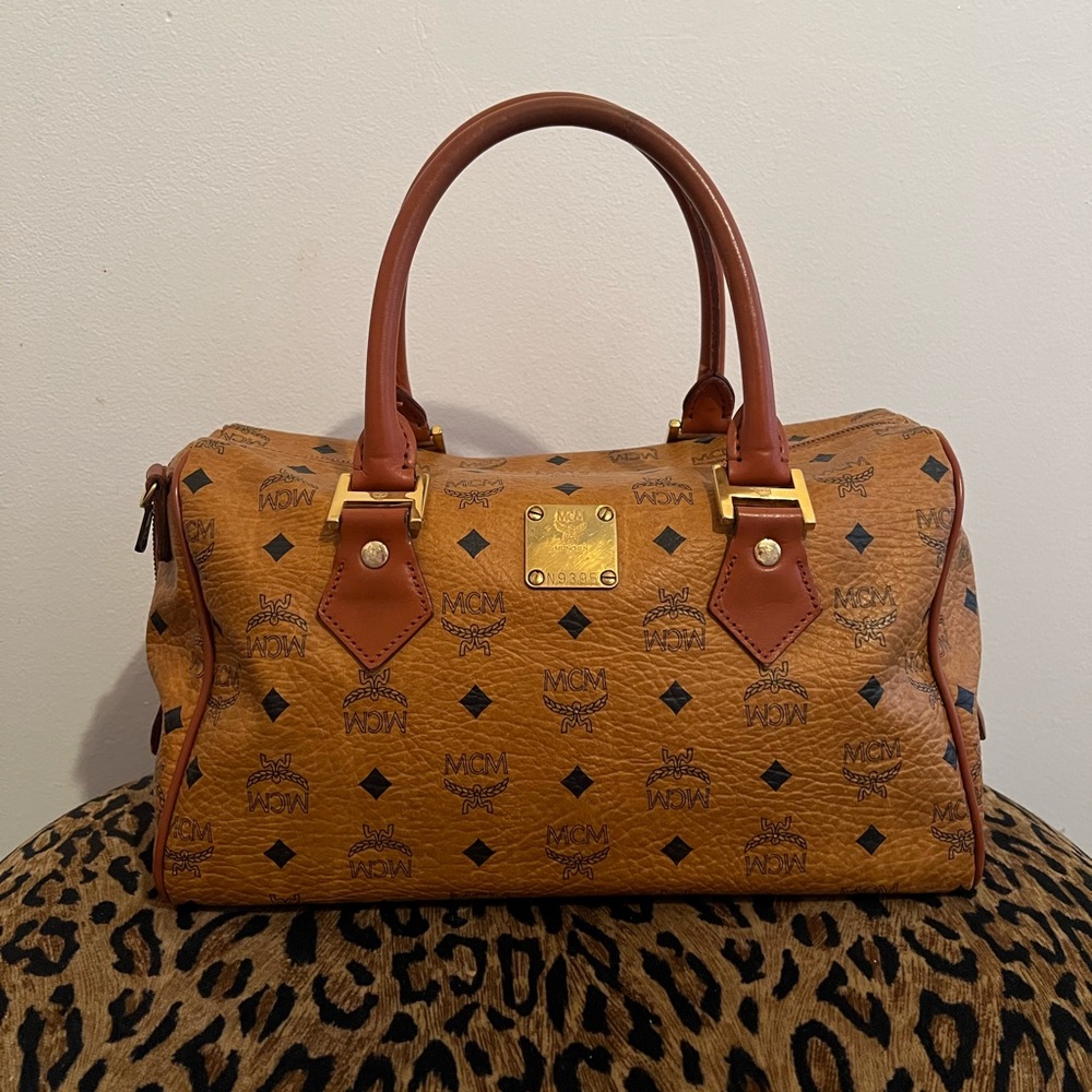 MCM Cognac Visetos Boston “BAG ONLY”  Wallet Sold.